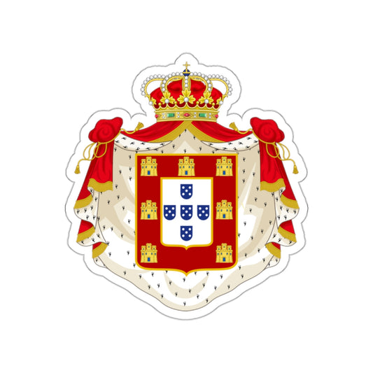 Royal Coat of Arms of Portugal with Mantle STICKER Vinyl Die-Cut Decal-White-The Sticker Space