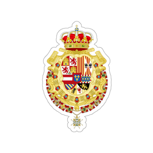 Royal Greater Coat of Arms of Spain (1700-1761) STICKER Vinyl Die-Cut Decal-White-The Sticker Space