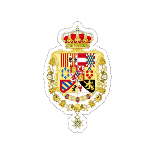 Royal Greater Coat of Arms of Spain (1761-1868 and 1874-1931) STICKER Vinyl Die-Cut Decal-White-The Sticker Space