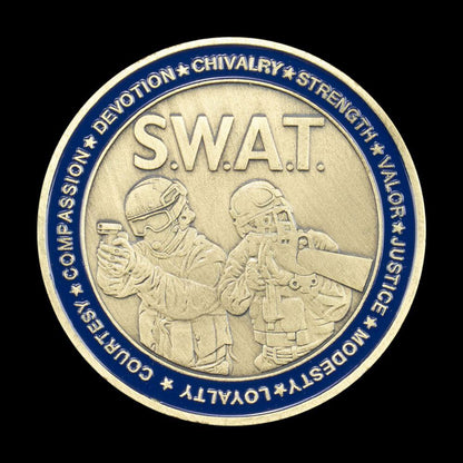 S.W.A.T. St. George Patron Saint of Armor "Protect Us" - Bronze Plated Challenge Coin-The Sticker Space