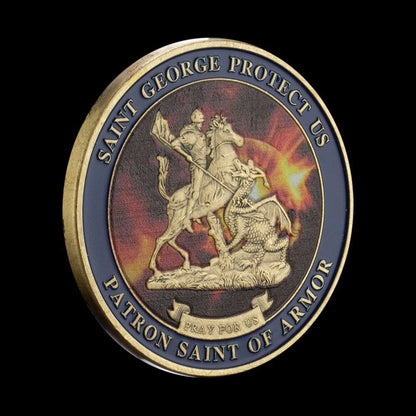 S.W.A.T. St. George Patron Saint of Armor "Protect Us" - Bronze Plated Challenge Coin-The Sticker Space