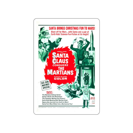 SANTA CLAUS CONQUERS THE MARTIANS (2) 1964 Movie Poster STICKER Vinyl Die-Cut Decal-White-The Sticker Space