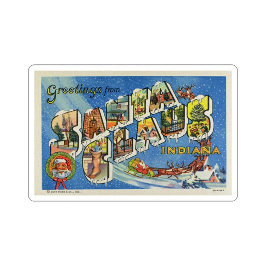 Santa Claus Indiana (Greeting Cards) STICKER Vinyl Die-Cut Decal-6 Inch-The Sticker Space