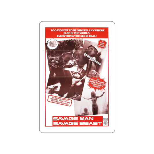 SAVAGE MAN SAVAGE BEAST 1975 Movie Poster STICKER Vinyl Die-Cut Decal-White-The Sticker Space