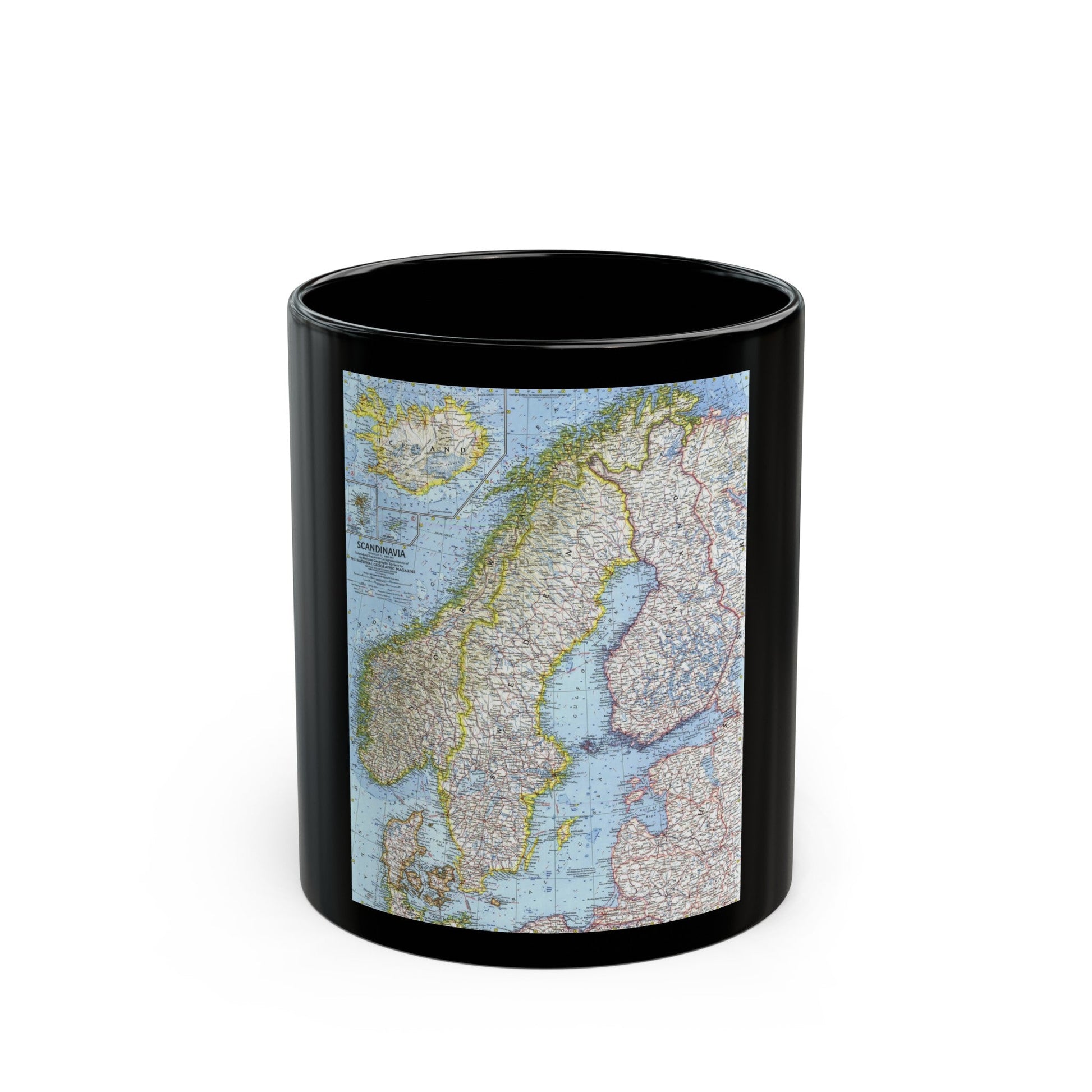 Scandinavia (1963) (Map) Black Coffee Mug-11oz-The Sticker Space