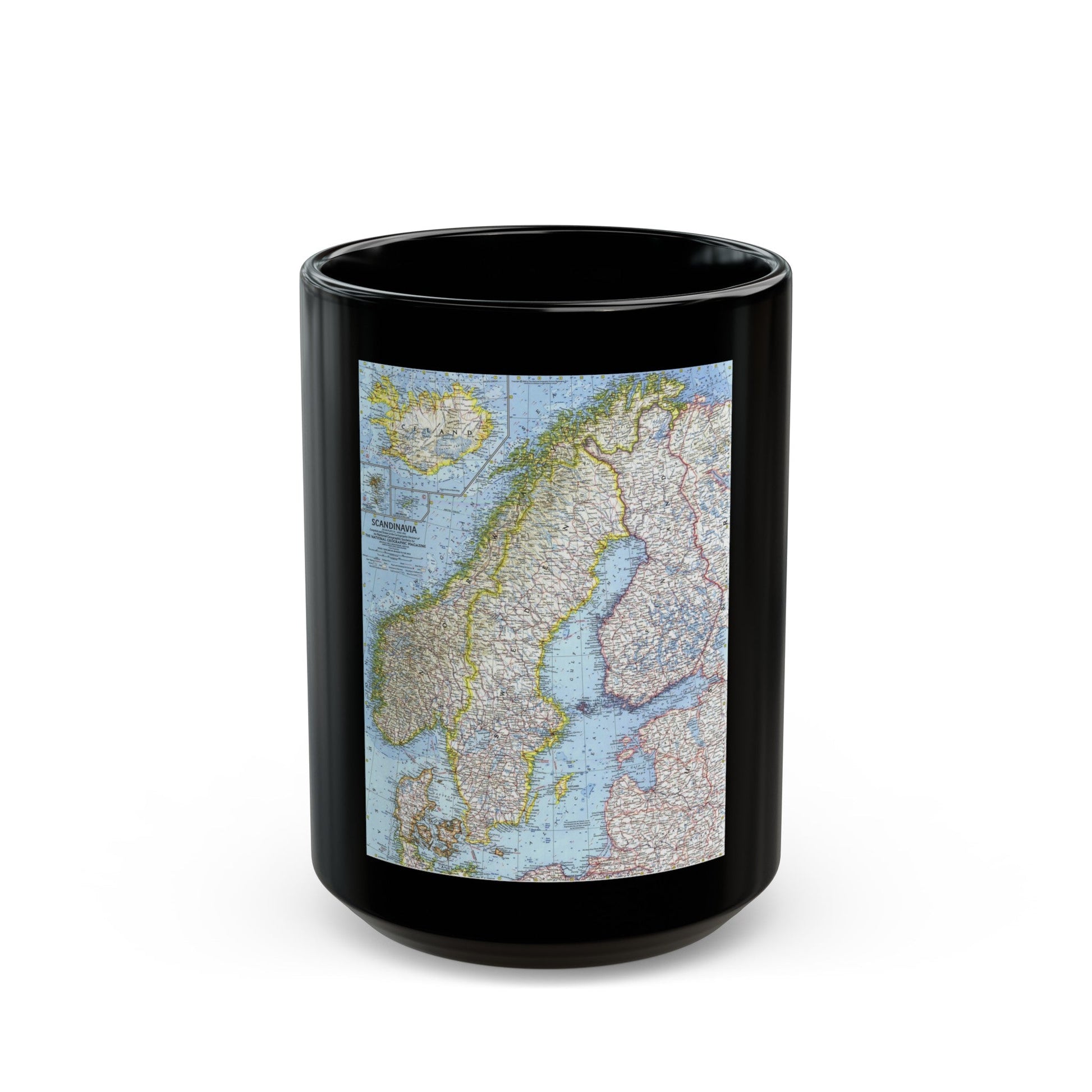 Scandinavia (1963) (Map) Black Coffee Mug-15oz-The Sticker Space