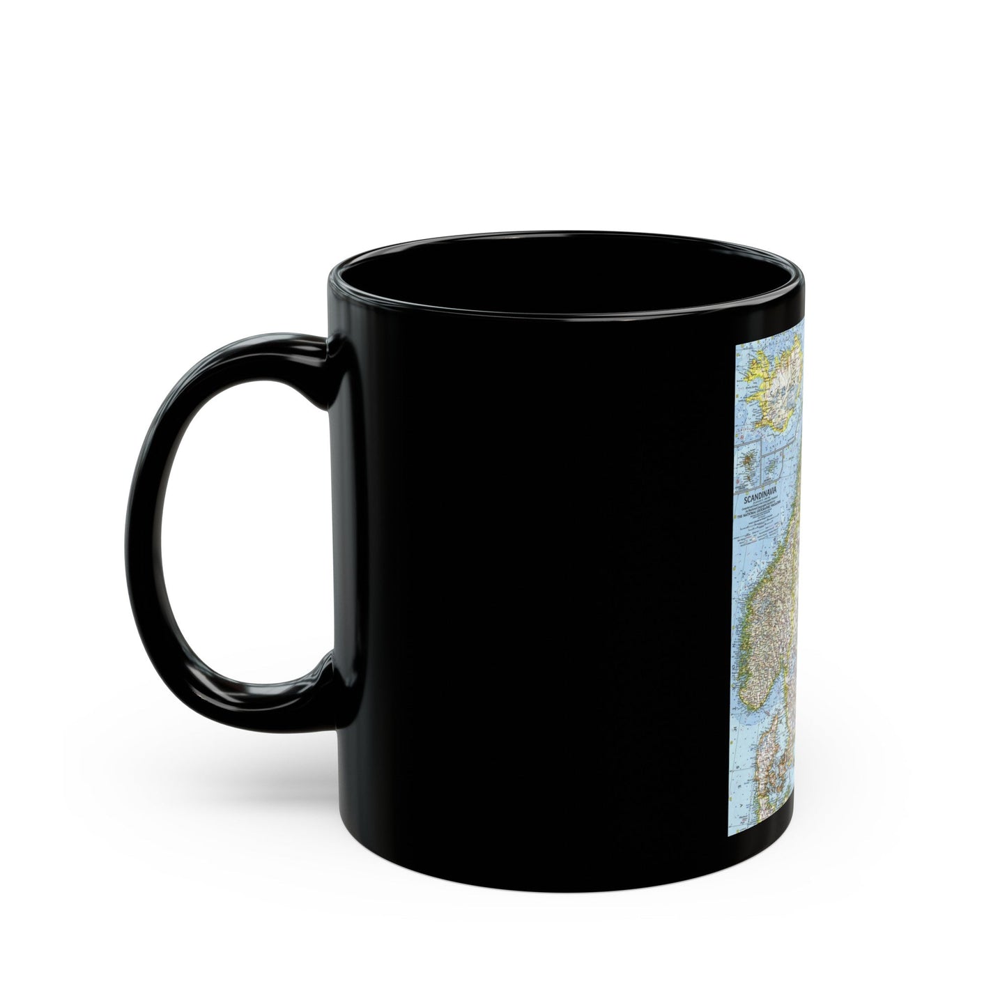 Scandinavia (1963) (Map) Black Coffee Mug-The Sticker Space