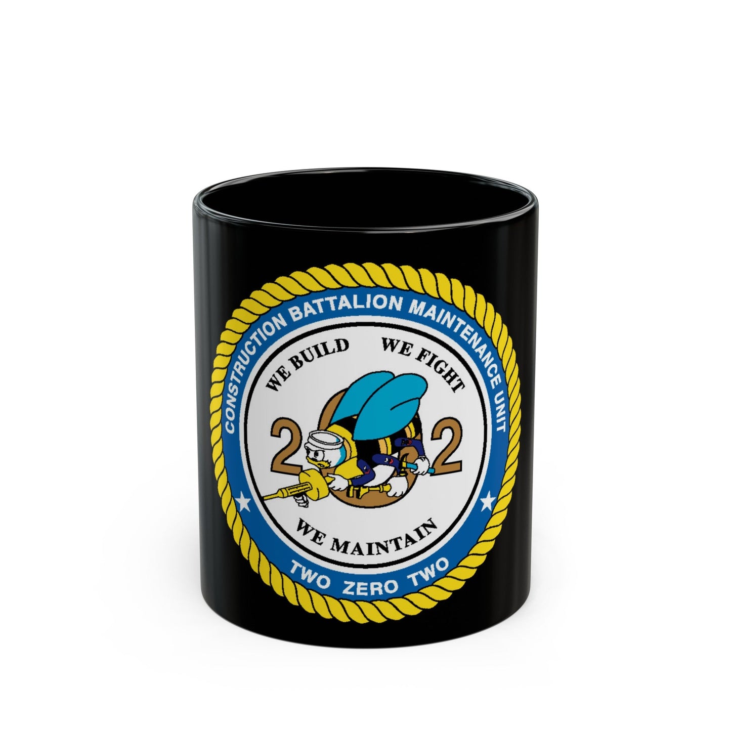 Seabee Unit 202 CBMU 202 (U.S. Navy) Black Coffee Mug-11oz-The Sticker Space