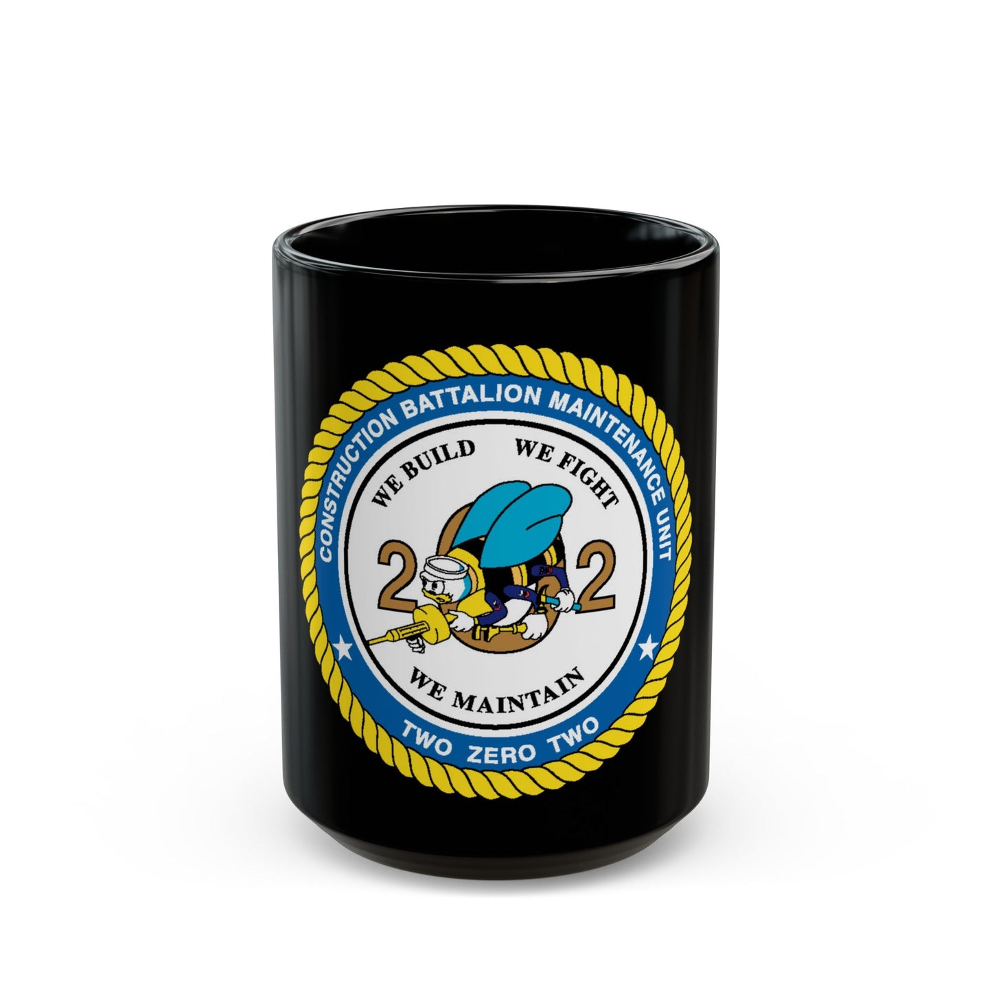 Seabee Unit 202 CBMU 202 (U.S. Navy) Black Coffee Mug-15oz-The Sticker Space