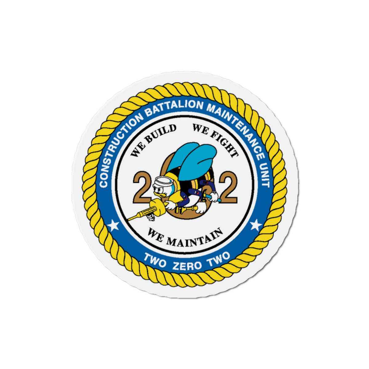 Seabee Unit 202 CBMU 202 (U.S. Navy) Die-Cut Magnet-3" x 3"-The Sticker Space