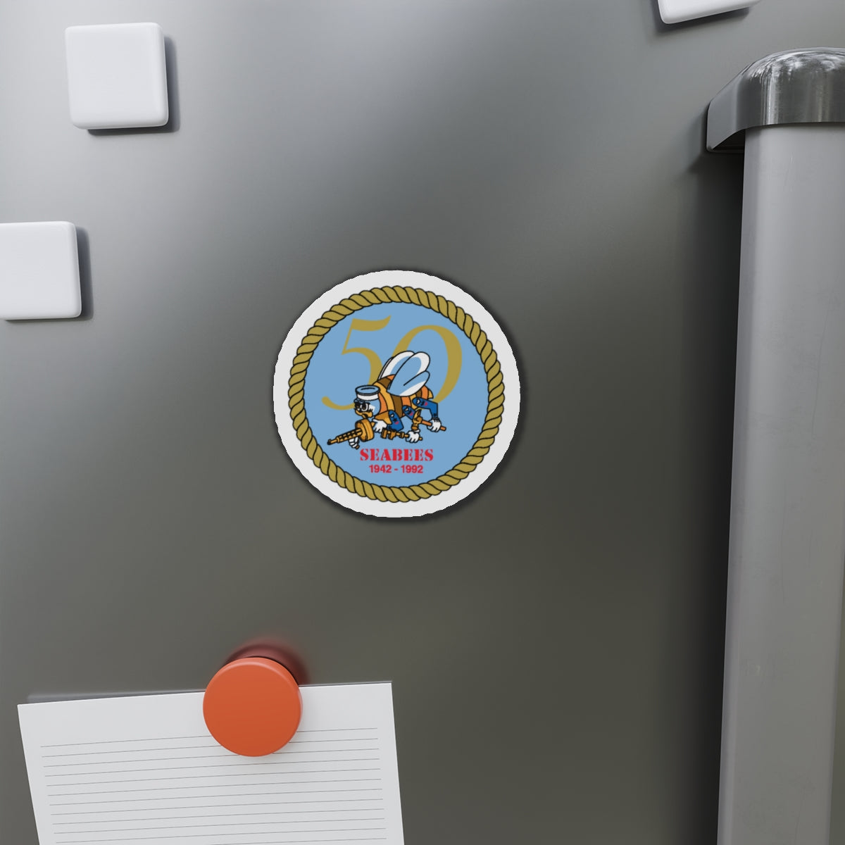 Seabees 50th Anniversary (U.S. Navy) Die-Cut Magnet-The Sticker Space
