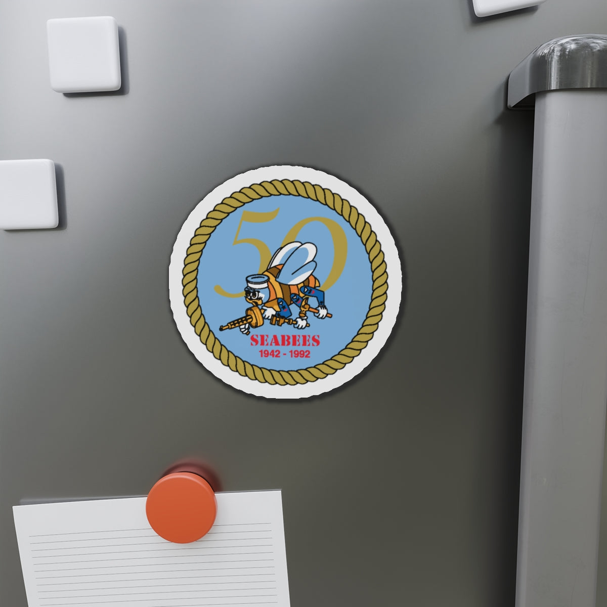 Seabees 50th Anniversary (U.S. Navy) Die-Cut Magnet-The Sticker Space