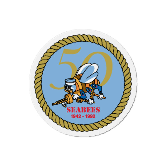 Seabees 50th Anniversary (U.S. Navy) Die-Cut Magnet-2" x 2"-The Sticker Space