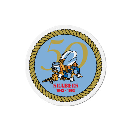 Seabees 50th Anniversary (U.S. Navy) Die-Cut Magnet-3" x 3"-The Sticker Space