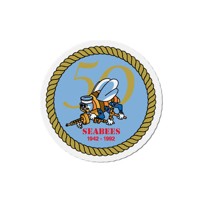 Seabees 50th Anniversary (U.S. Navy) Die-Cut Magnet-4" x 4"-The Sticker Space