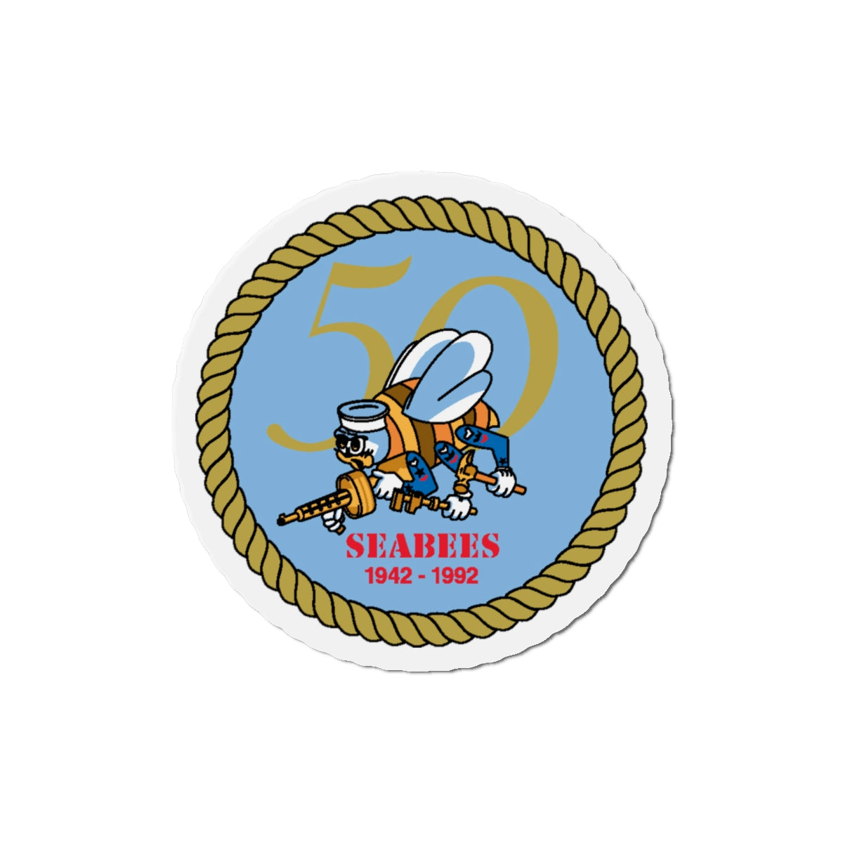 Seabees 50th Anniversary (U.S. Navy) Die-Cut Magnet-5" x 5"-The Sticker Space