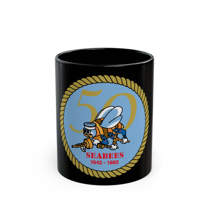 Seabees 50th (U.S. Navy) Black Coffee Mug-11oz-The Sticker Space