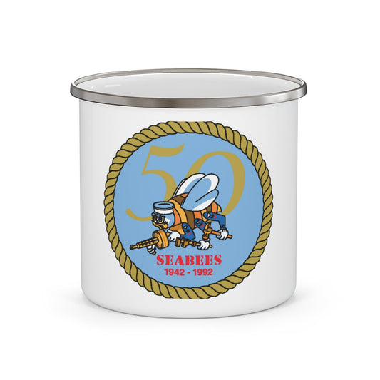 Seabees 50th (U.S. Navy) Enamel Mug 12oz-12oz-The Sticker Space