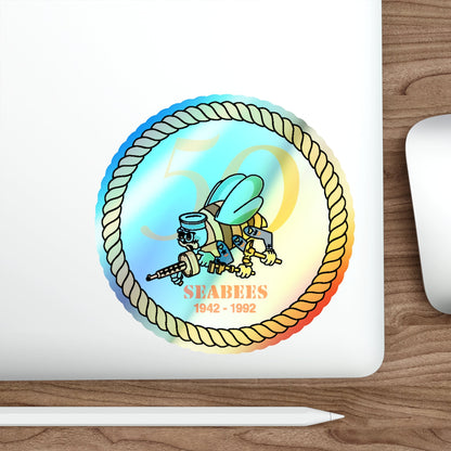 Seabees 50th (U.S. Navy) Holographic STICKER Die-Cut Vinyl Decal-The Sticker Space