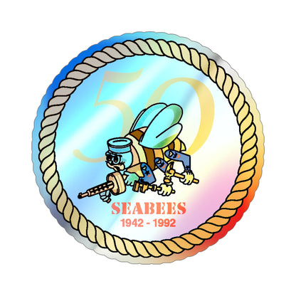 Seabees 50th (U.S. Navy) Holographic STICKER Die-Cut Vinyl Decal-5 Inch-The Sticker Space