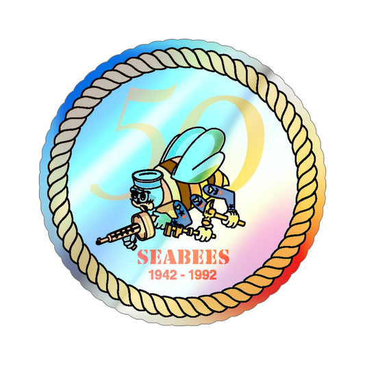 Seabees 50th (U.S. Navy) Holographic STICKER Die-Cut Vinyl Decal-6 Inch-The Sticker Space
