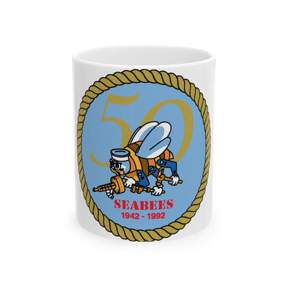 Seabees 50th (U.S. Navy) White Coffee Mug-11oz-The Sticker Space