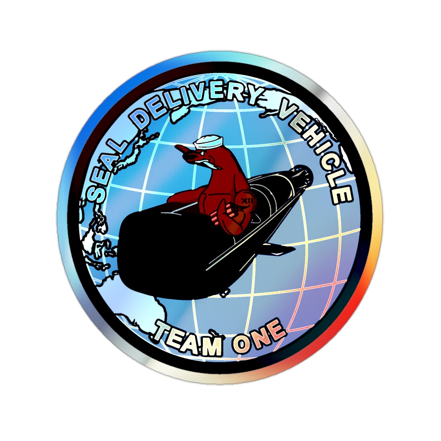 Seal Delivery Vehicle TEAM ONE (U.S. Navy) Holographic STICKER Die-Cut Vinyl Decal-2 Inch-The Sticker Space