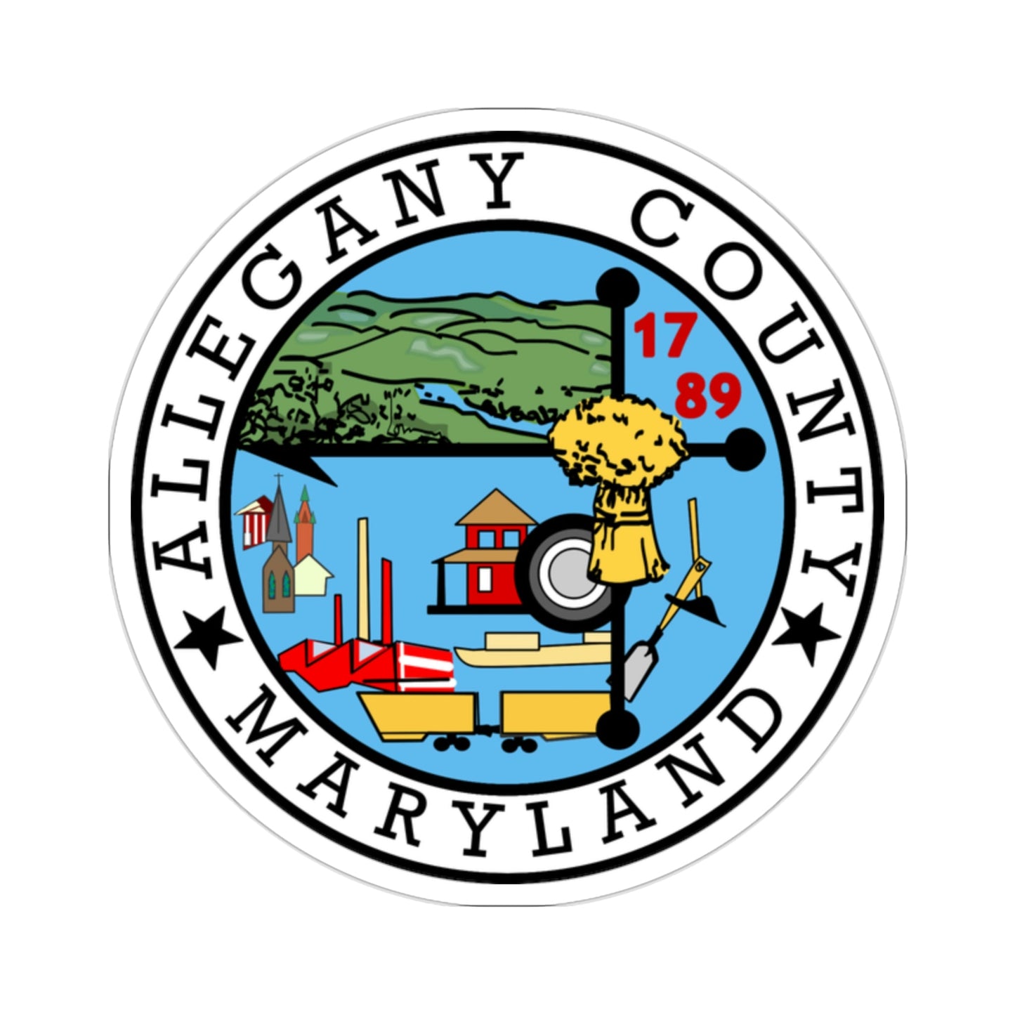 Seal of Allegany County, Maryland USA STICKER Vinyl Die-Cut Decal-2 Inch-The Sticker Space
