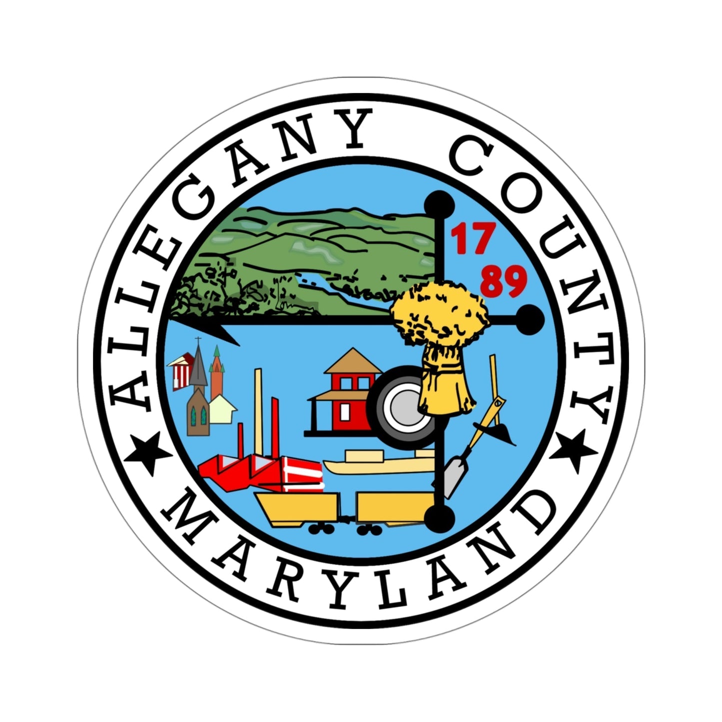 Seal of Allegany County, Maryland USA STICKER Vinyl Die-Cut Decal-4 Inch-The Sticker Space