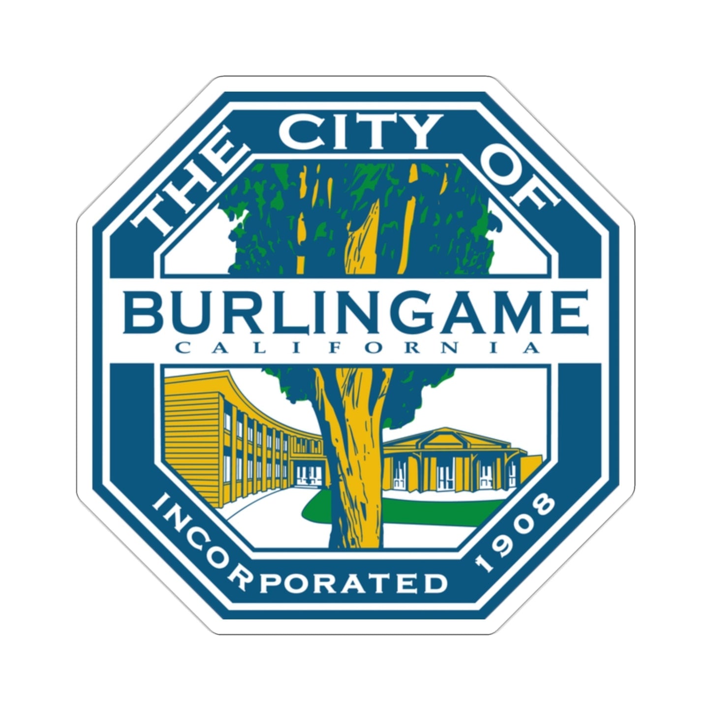 Seal of Burlingame California USA STICKER Vinyl Die-Cut Decal-2 Inch-The Sticker Space