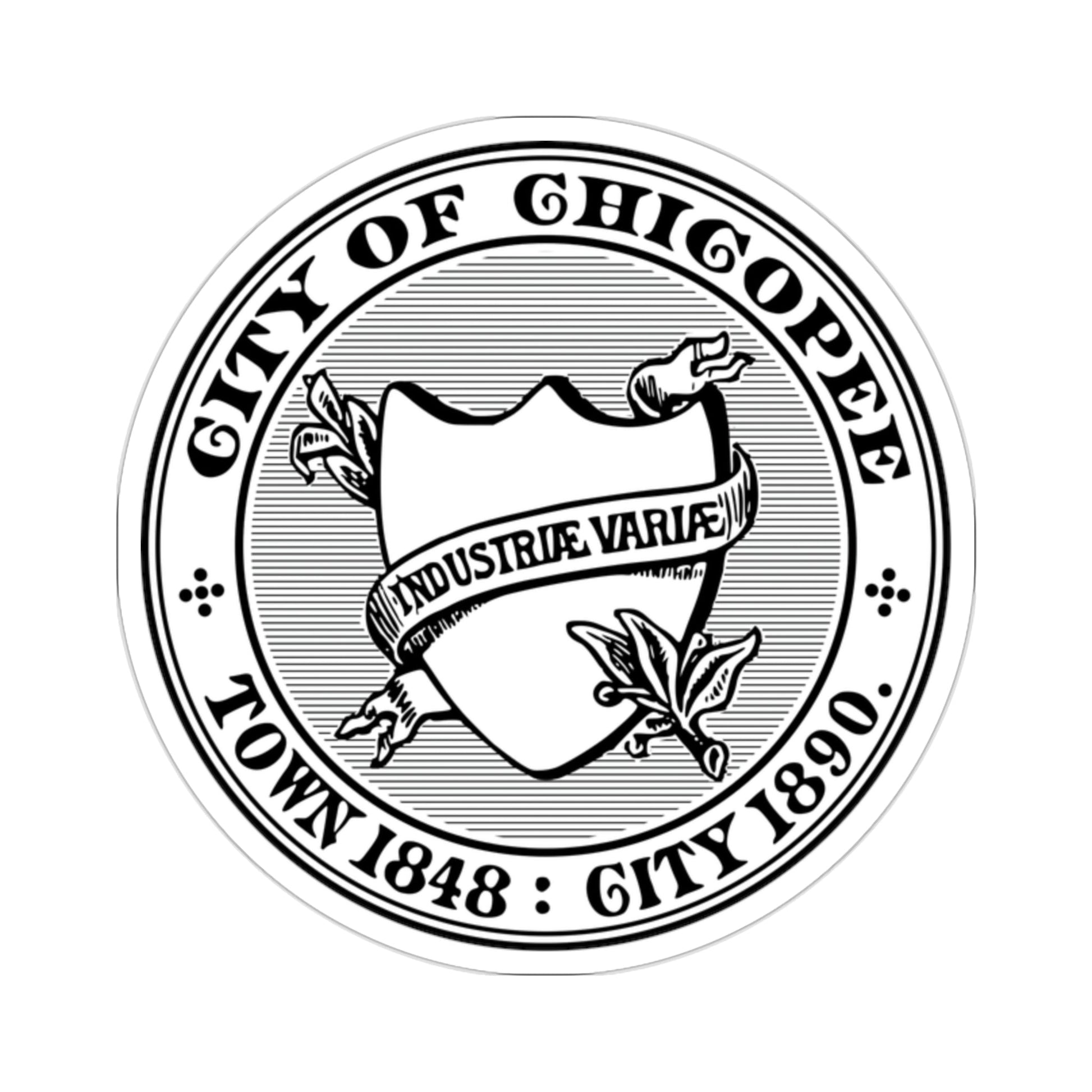 Seal of Chicopee Massachusetts USA STICKER Vinyl Die-Cut Decal-2 Inch-The Sticker Space