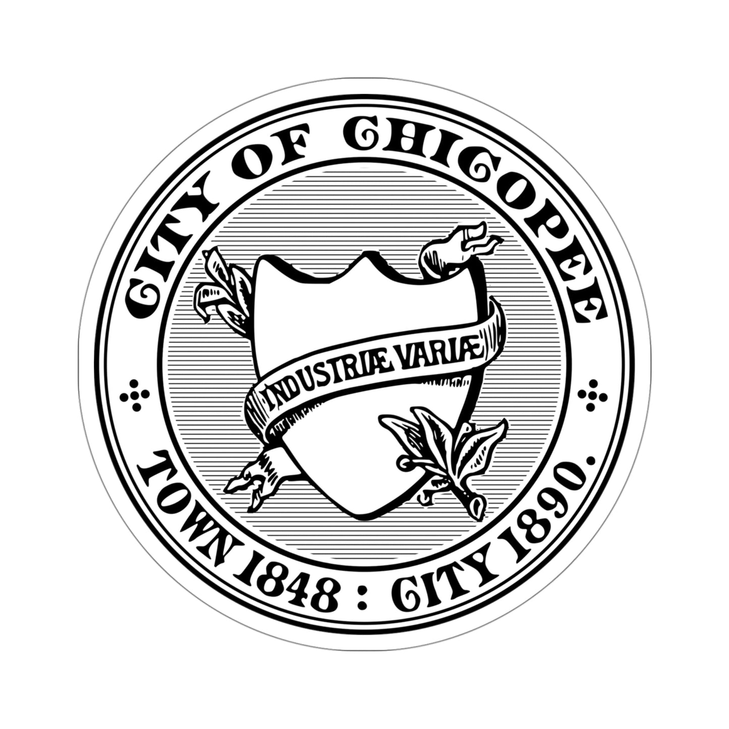 Seal of Chicopee Massachusetts USA STICKER Vinyl Die-Cut Decal-4 Inch-The Sticker Space