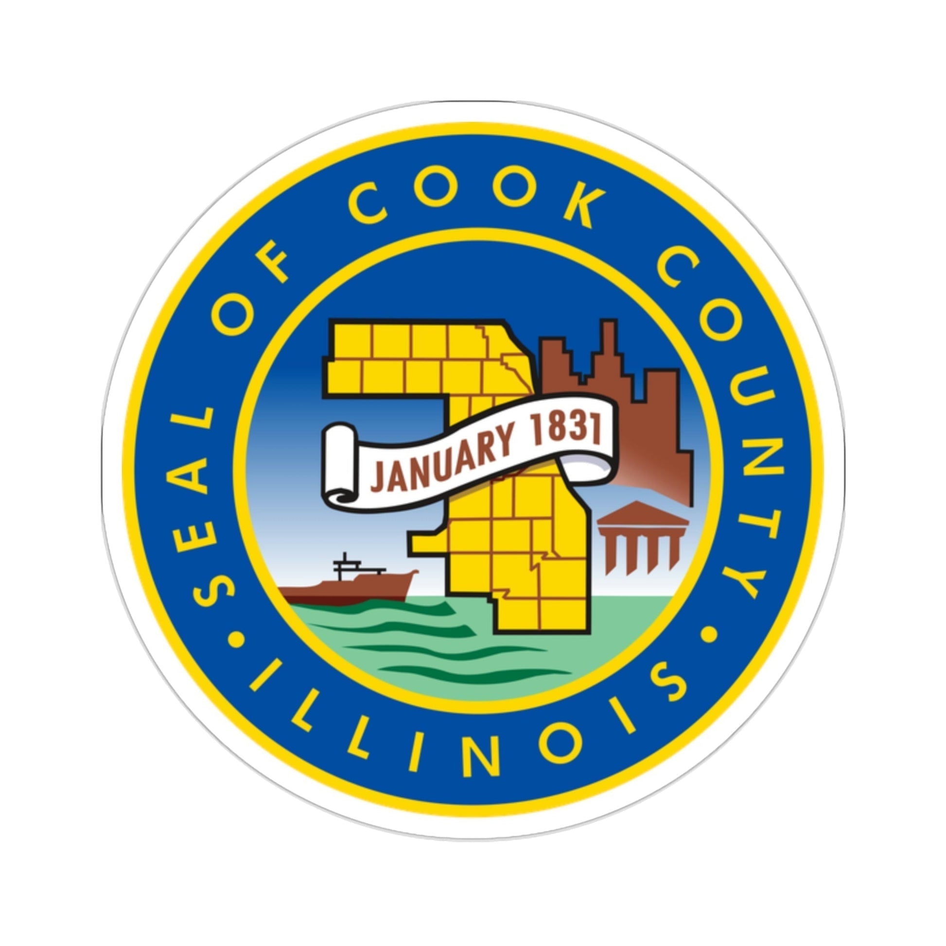 Seal of Cook County, Illinois USA STICKER Vinyl Die-Cut Decal-2 Inch-The Sticker Space