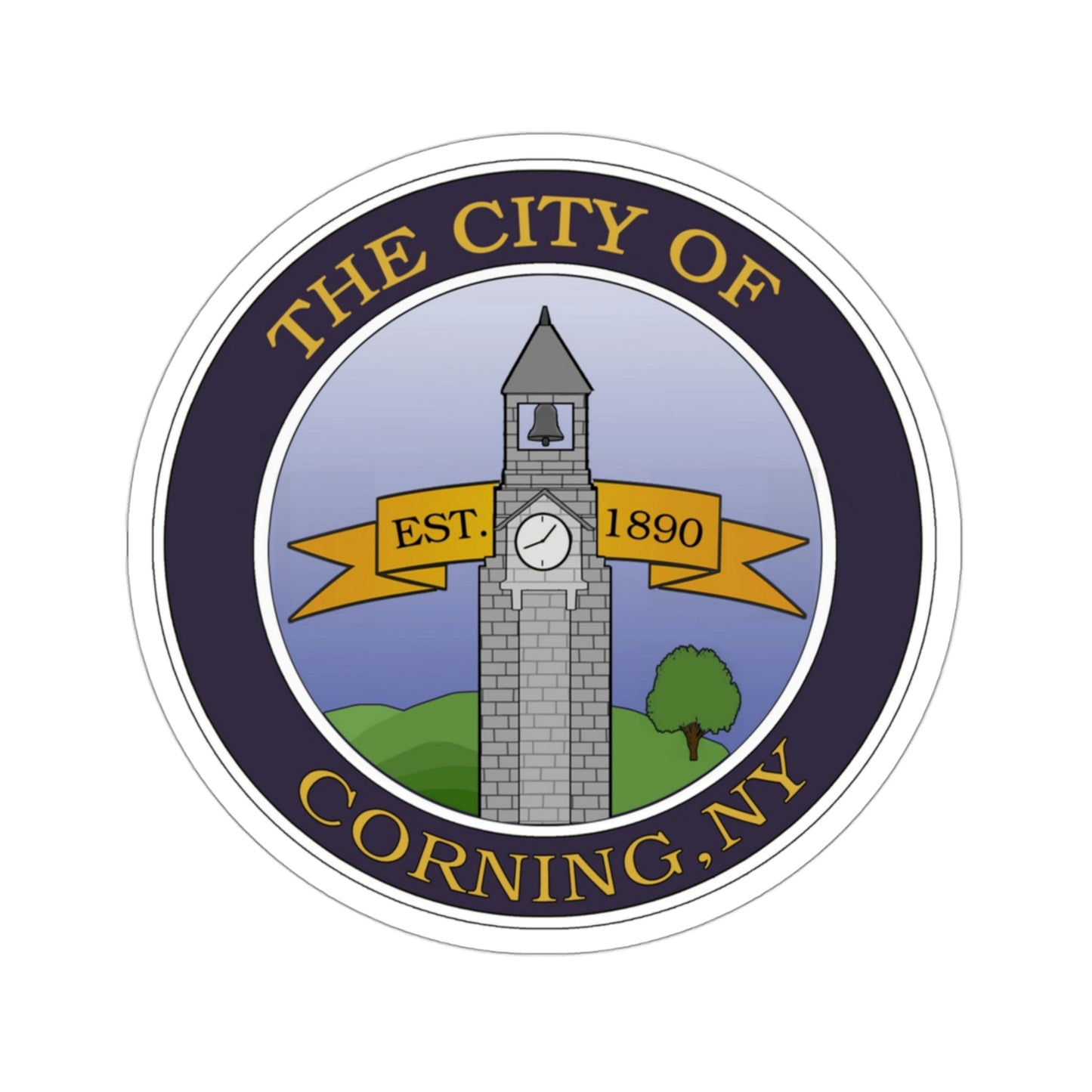 Seal of Corning NY USA STICKER Vinyl Die-Cut Decal-3 Inch-The Sticker Space