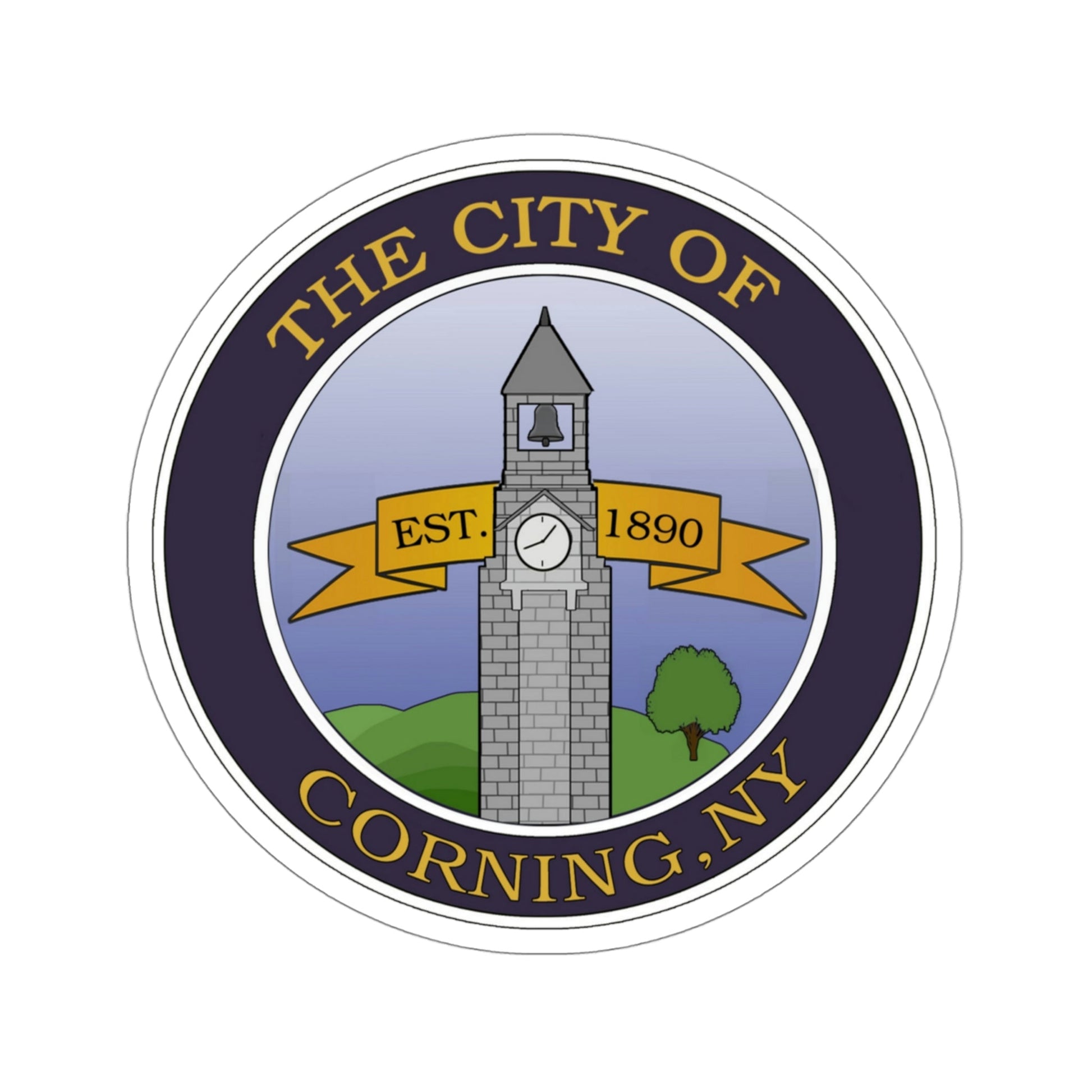 Seal of Corning NY USA STICKER Vinyl Die-Cut Decal-4 Inch-The Sticker Space