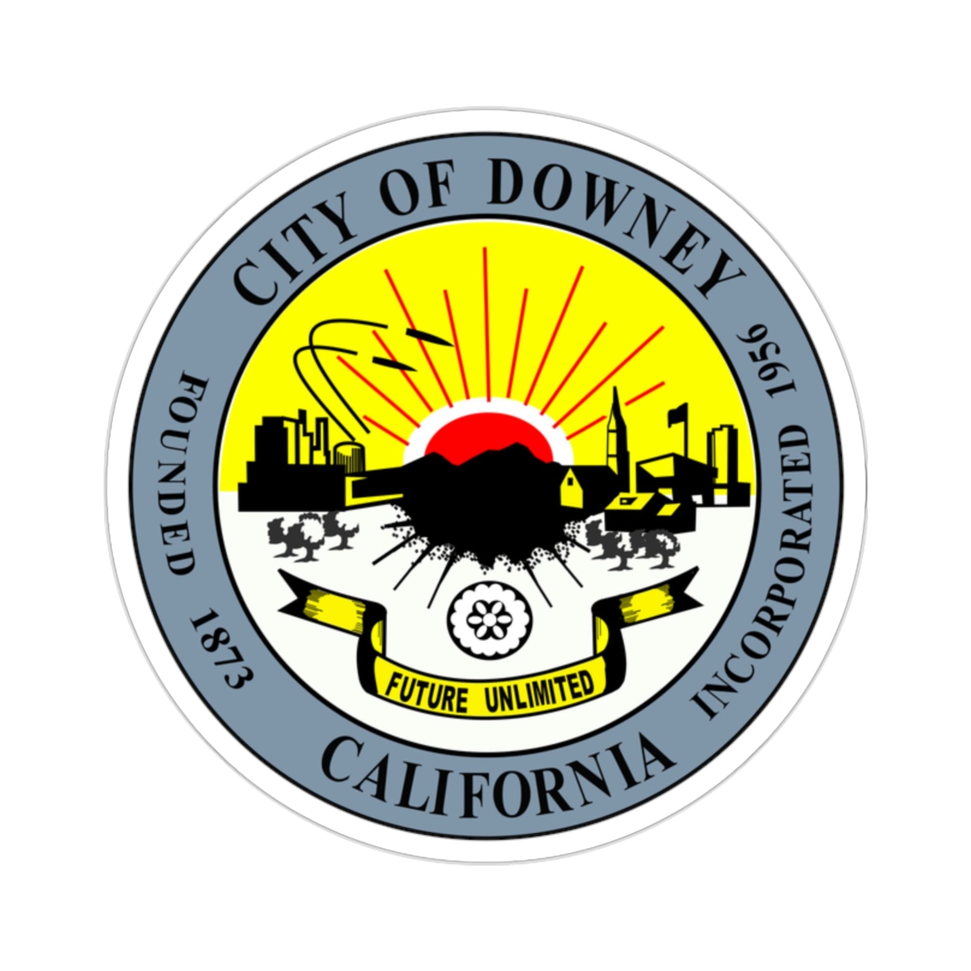 Seal of Downey California USA STICKER Vinyl Die-Cut Decal-2 Inch-The Sticker Space
