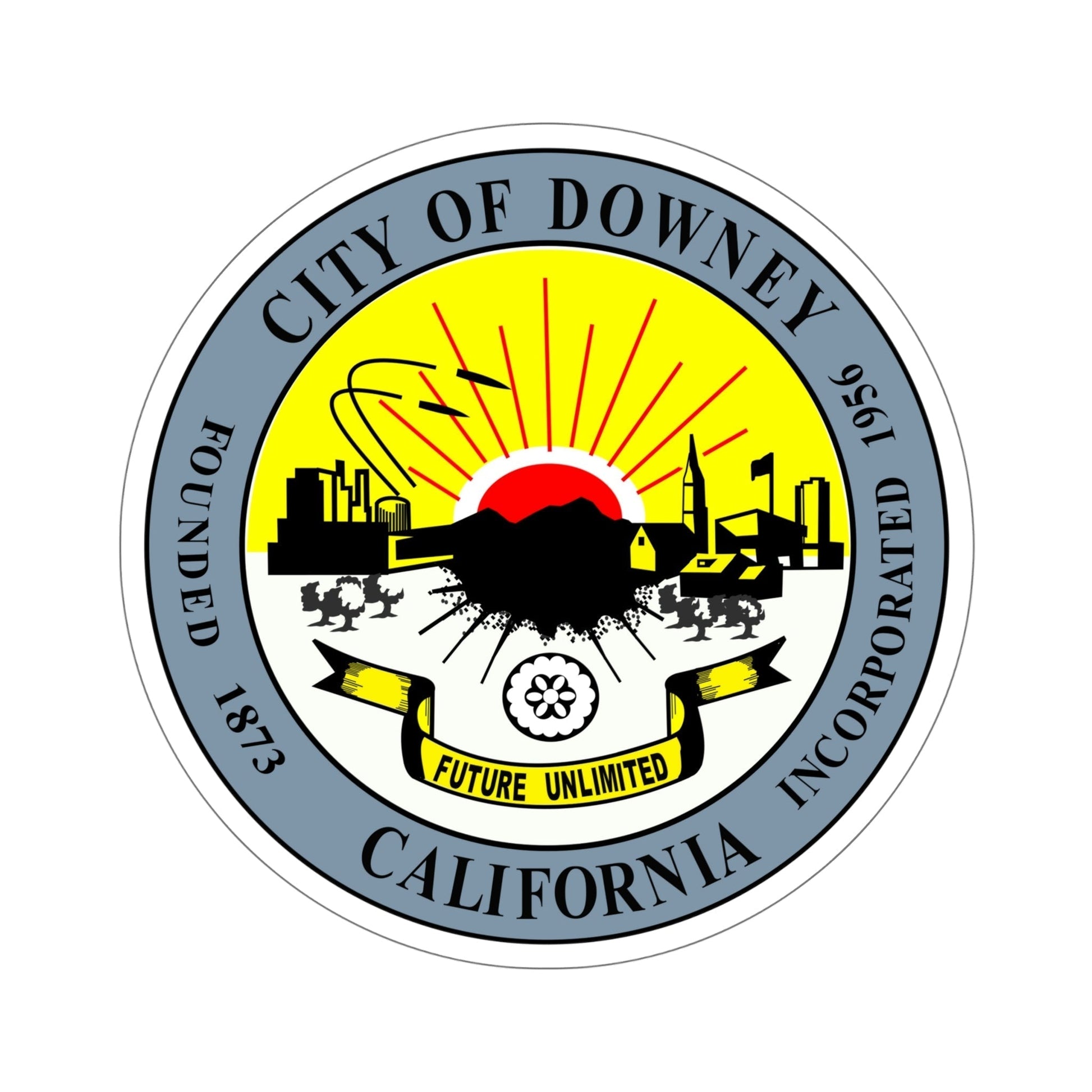 Seal of Downey California USA STICKER Vinyl Die-Cut Decal-6 Inch-The Sticker Space