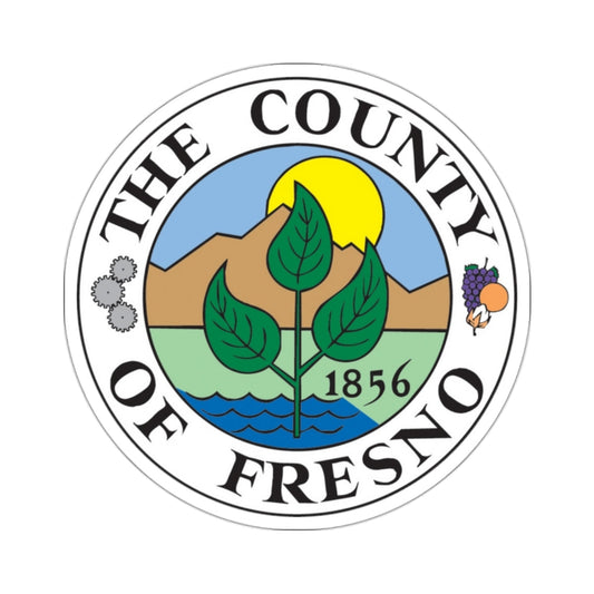 Seal of Fresno County, California USA STICKER Vinyl Die-Cut Decal-White-The Sticker Space