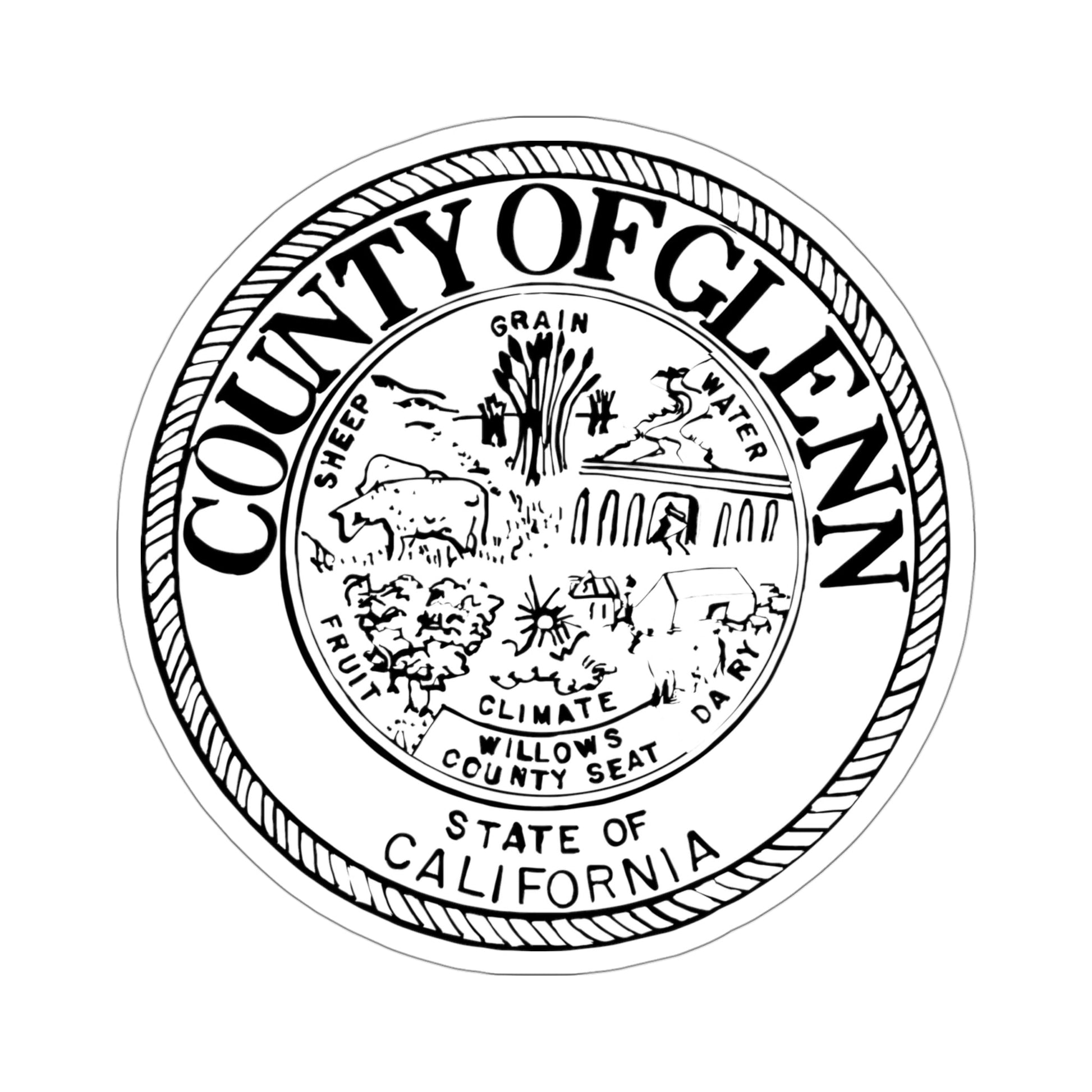 Seal of Glenn County, California USA STICKER Vinyl Die-Cut Decal-4 Inch-The Sticker Space