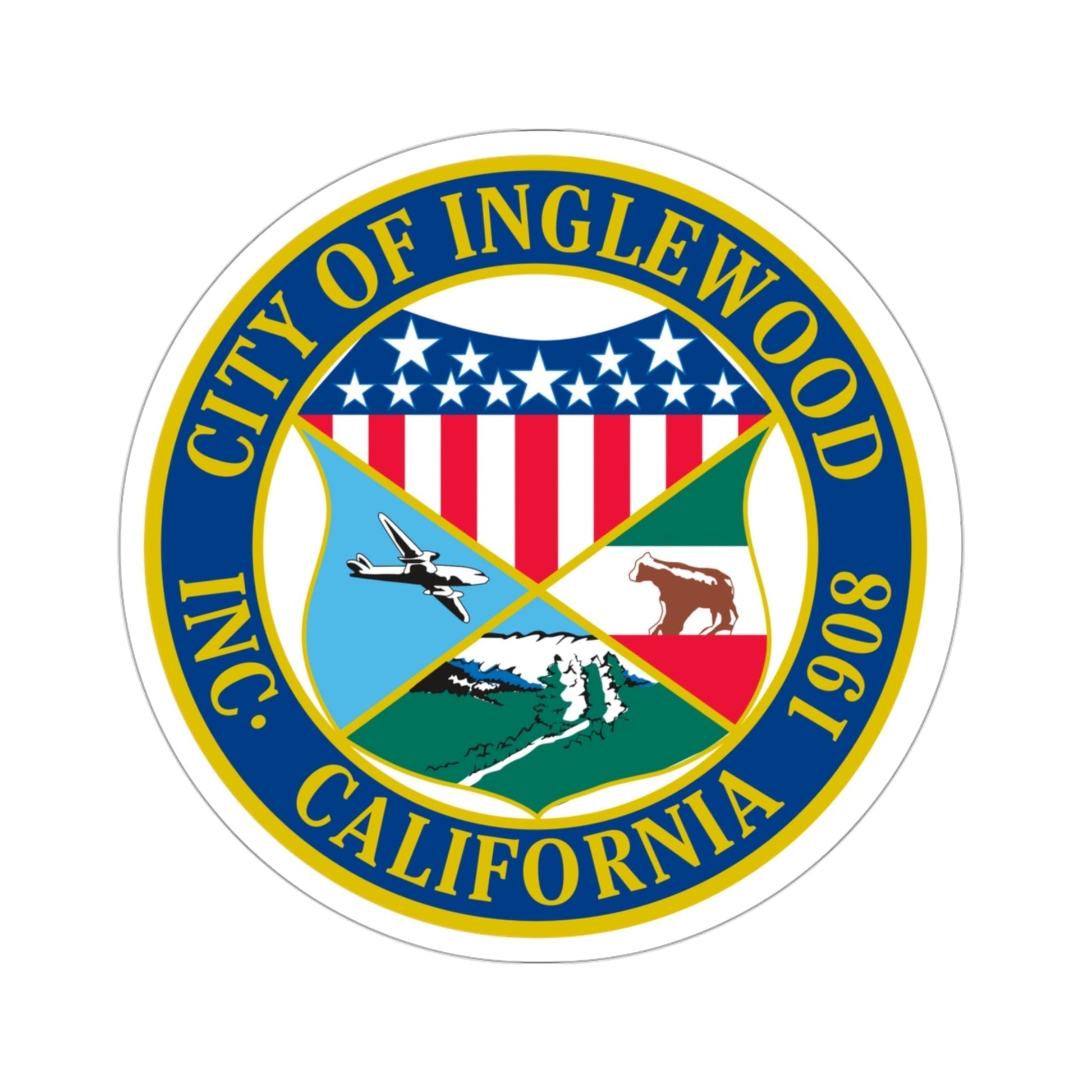 Seal of Inglewood California USA STICKER Vinyl Die-Cut Decal-3 Inch-The Sticker Space
