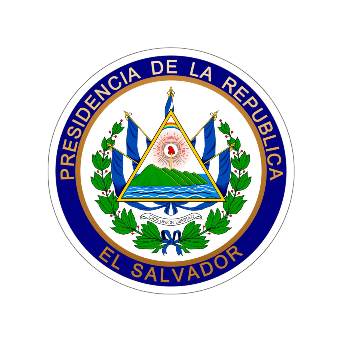 Seal of the President of El Salvador STICKER Vinyl Die-Cut Decal-White-The Sticker Space