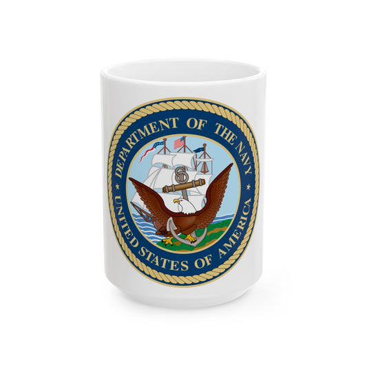 Seal of the United States Department of the Navy - White Coffee Mug-15oz-The Sticker Space