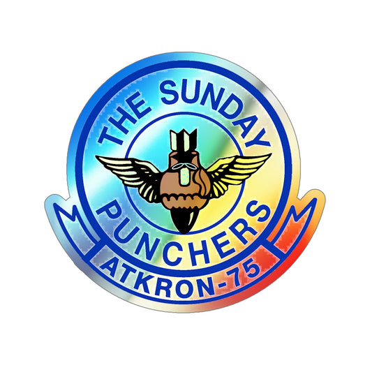 Second VA 75 ATKRON 75 The Sunday Punchers (U.S. Navy) Holographic STICKER Die-Cut Vinyl Decal-6 Inch-The Sticker Space