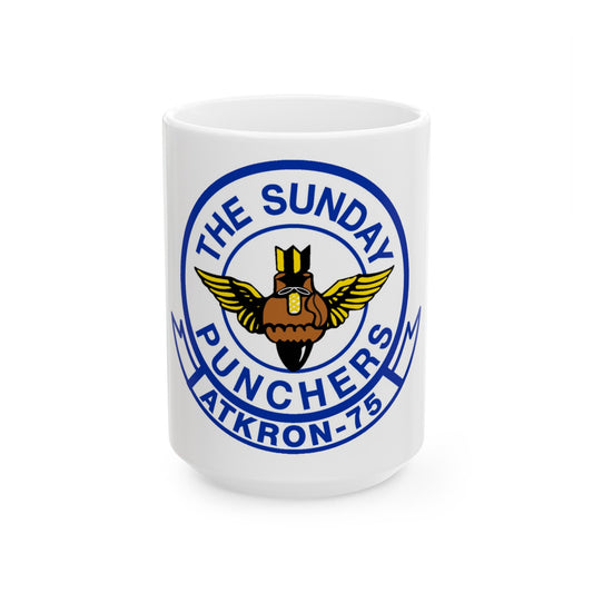 Second VA 75 ATKRON 75 The Sunday Punchers (U.S. Navy) White Coffee Mug-15oz-The Sticker Space