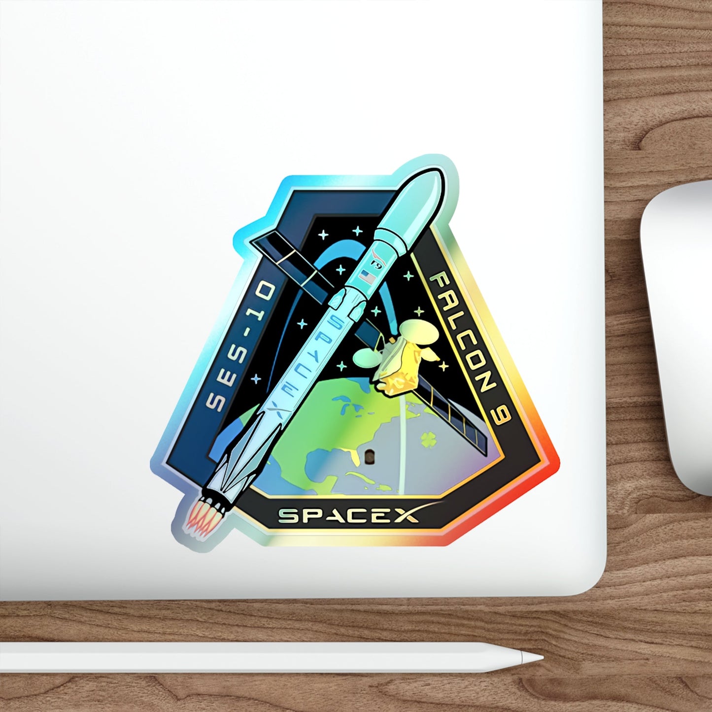 SES-10 (SpaceX) Holographic STICKER Die-Cut Vinyl Decal-The Sticker Space