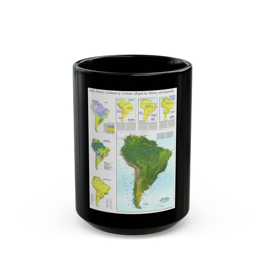 South America - Physical Map (1972) (Map) Black Coffee Mug-15oz-The Sticker Space