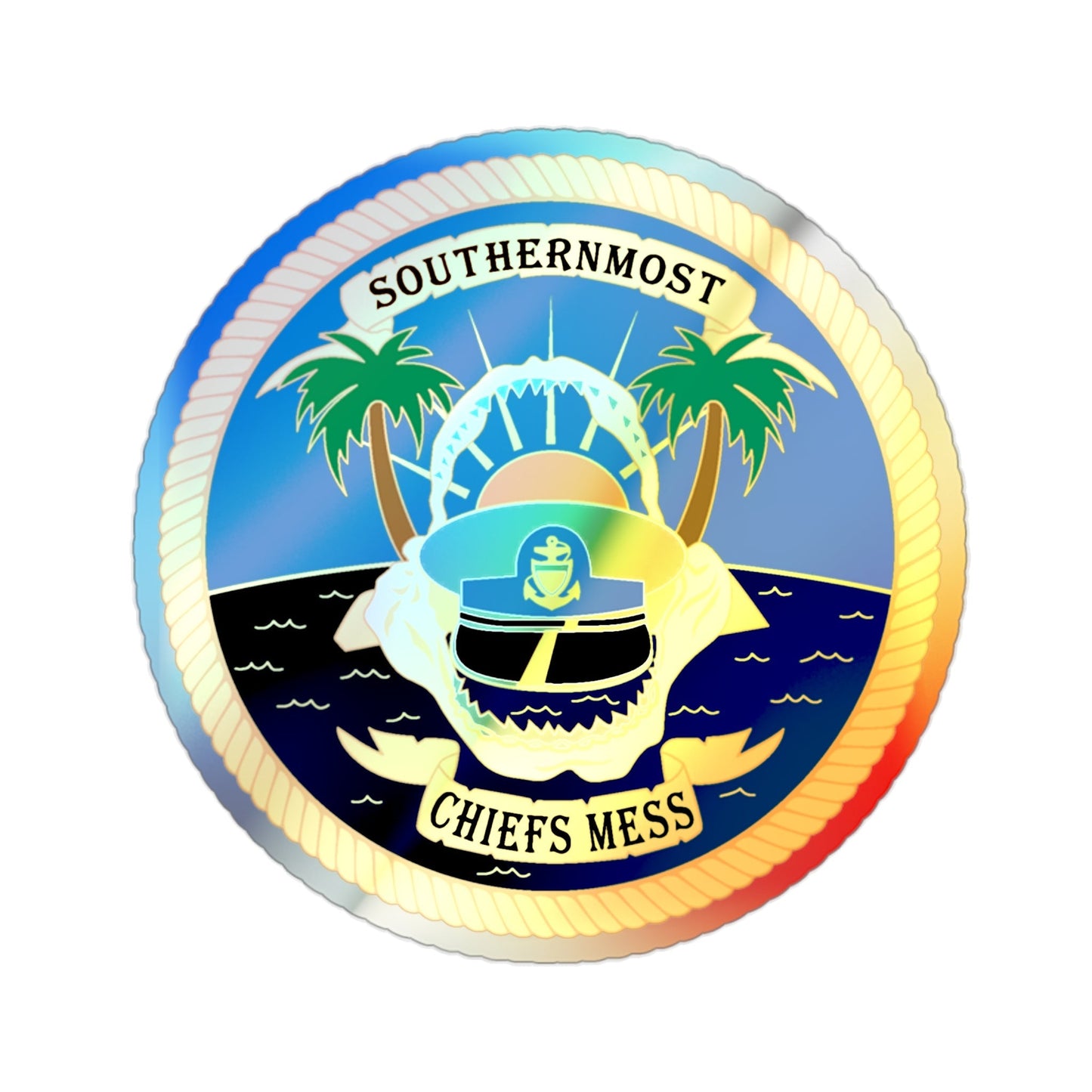 SOUTHERNMOST Chiefs Mess (U.S. Coast Guard) Holographic STICKER Die-Cut Vinyl Decal-2 Inch-The Sticker Space