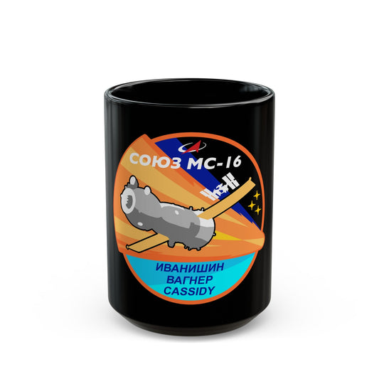 Soyuz MS-16 (Soyuz Programme) Black Coffee Mug-15oz-The Sticker Space