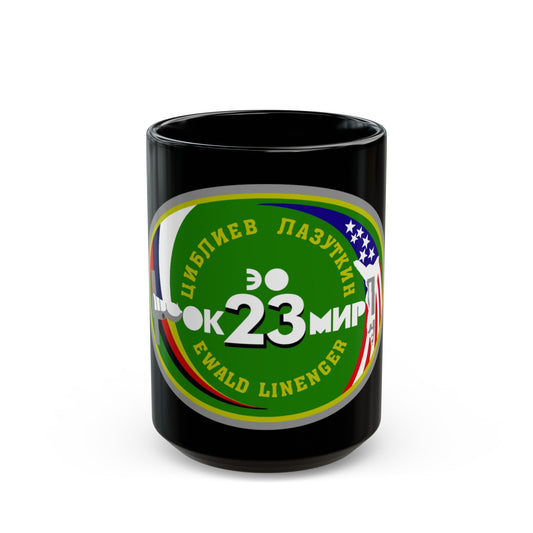 Soyuz TM-25 (Soyuz Programme) Black Coffee Mug-15oz-The Sticker Space