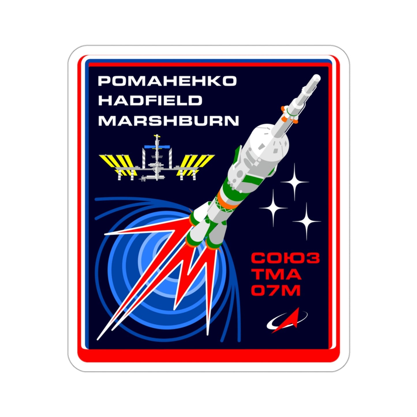 Soyuz TMA-07M (Soviet Space Program) STICKER Vinyl Die-Cut Decal-3 Inch-The Sticker Space